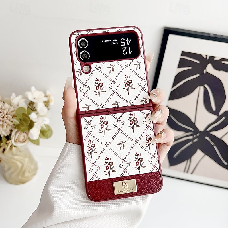 Phone Case For Samsung Galaxy Z Flip 7 Z Flip 6 Z Flip 5 Z Flip 4 Back Cover Shockproof Retro PU Leather3