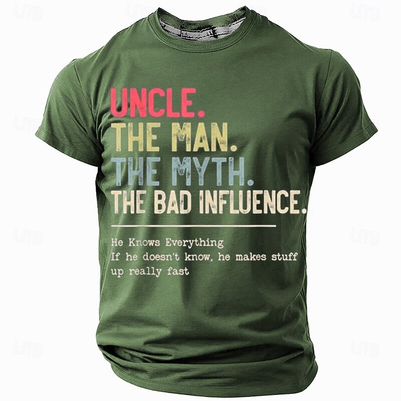 Men's Graphic Tee - Funny Uncle 'The Man, The Myth, The Bad Influence' Quote Shirt Gift2