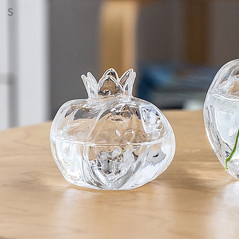 Pomegranate Shaped Glass Vase, Modern Creative Decorative Vase for Living Room, Study, Dining Room, and Wedding Party Decor4