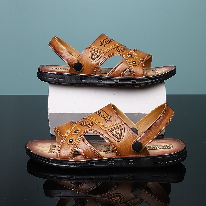 Men's Sandals with Embossed Details and Cushioned Footbed, Ideal for Casual Outdoor Activities4