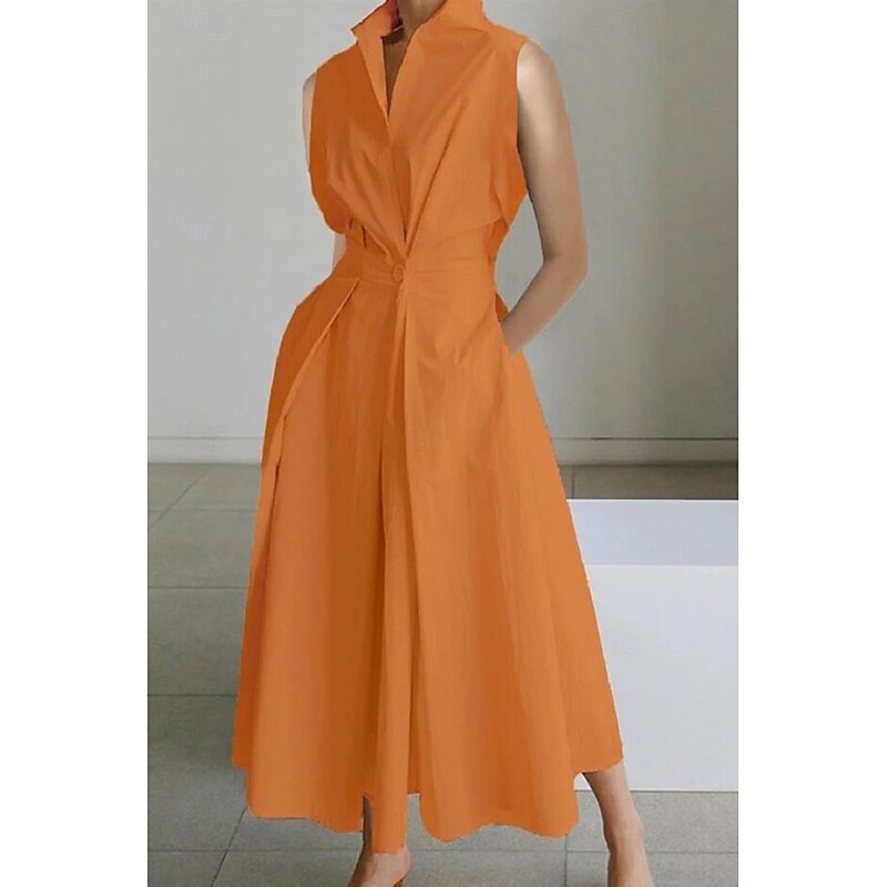 Women's Midi Dress White Dress Trumpet Mermaid Dress Print Dress Fashion Tea Party Going out Weekend Regular Fit Plain Flower Sleeveless V Neck White Cream Orange Beige Summer3