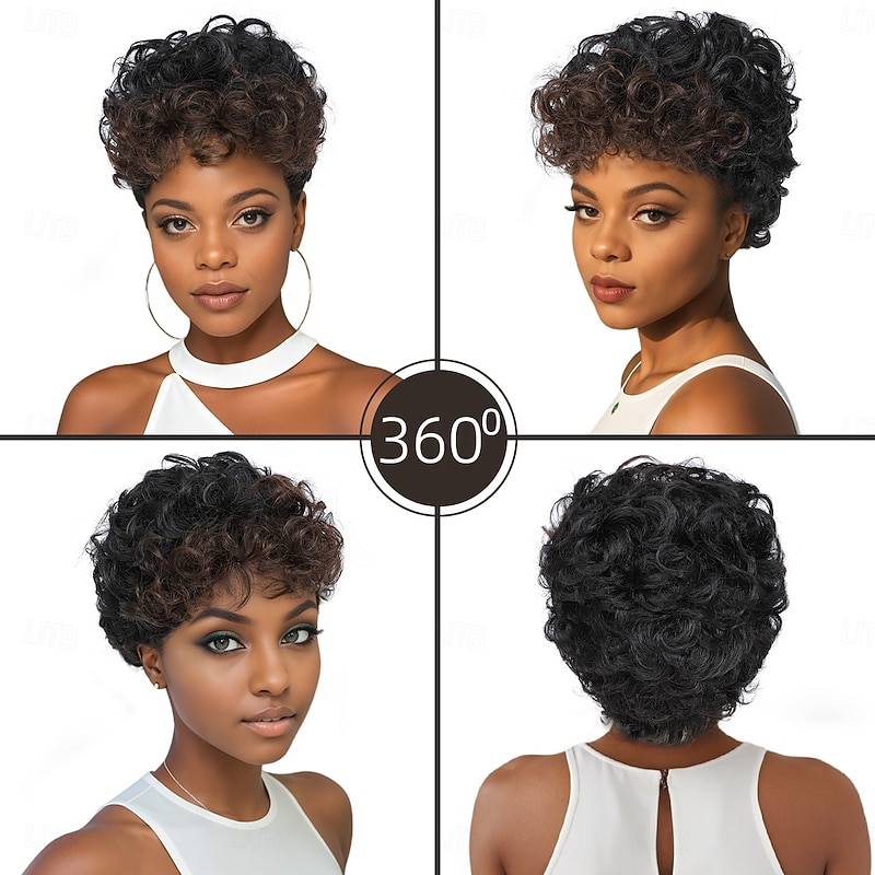 Synthetic Wig Curly Curly Weave Bob Asymmetrical Machine Made Wig 10 inch A1 Synthetic Hair Women's Cool Classic Comfortable Natural Black2