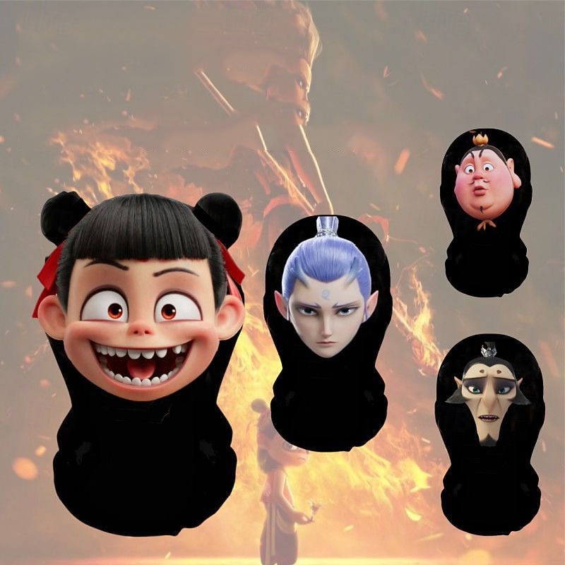 1Pcs Black Nezha Aobing Full Face Mask Cover Faceless Skin Masks Halloween Cosplay Spandex Hood Mask for Unisex Cosplay