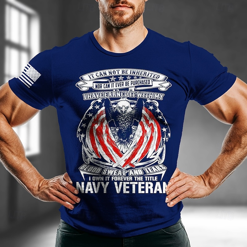 Patriotic T Shirts For Men D.O.G.E T Shirt Short Sleeve T shirt 3D Print Crew Neck Shirt Daily Military Street Daily Black Blue Green Summer Spring Clothing Apparel S M L XL XXL XXXL - Main Image