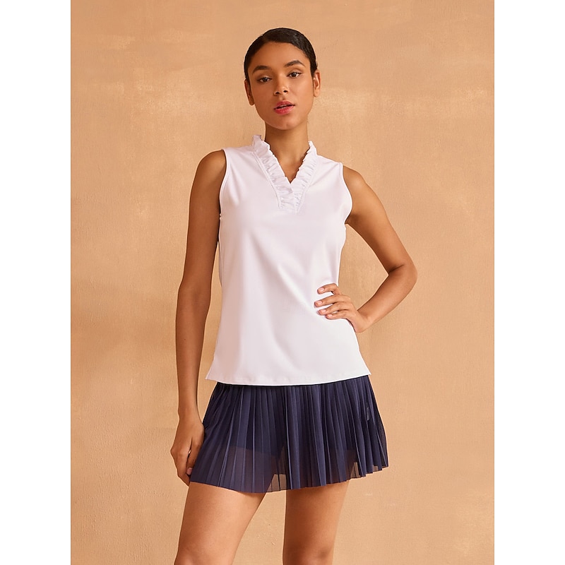 Women's Golf Polo Shirt Baby blue Lake blue Black Sleeveless Top Ladies Golf Attire Clothes Outfits Wear Apparel