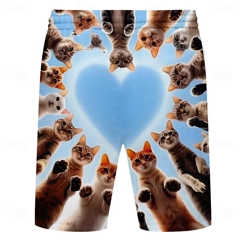 Men's Animal Cat Funny Swim Trunks Swim Shorts Board Shorts Mid Waist Streetwear Hawaiian Vacation Drawstring Mesh Lining Elastic Waist Designer Clothing Apparel2