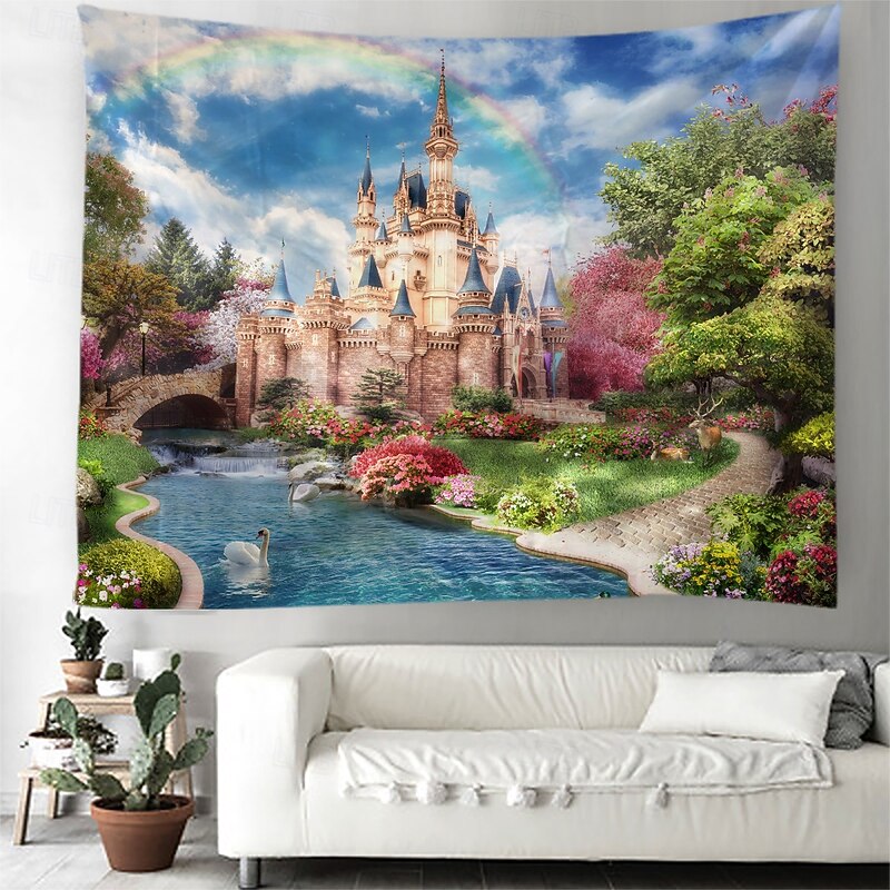 Landscape Garden Theme Hanging Tapestry Wall Art Large Tapestry Mural Decor Photograph Backdrop Blanket Curtain Home Bedroom Living Room Decoration4