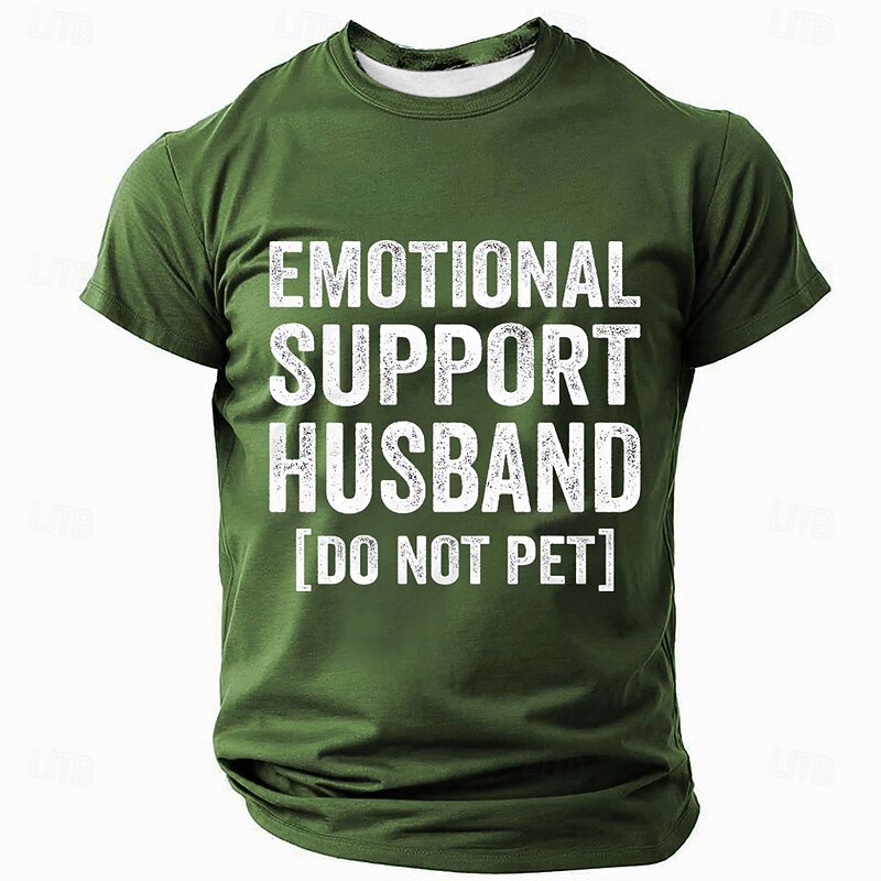 Men's T-Shirt Funny Graphic Emotional Support Husband Do Not Pet Short Sleeve4