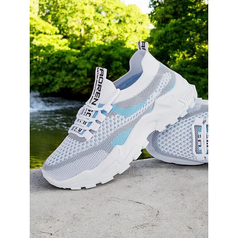 Women's Breathable Flyknit Chunky Sneakers - Lightweight Mesh Lace-Up Sports Shoes, Stylish Casual Trainers for Running & Walking4