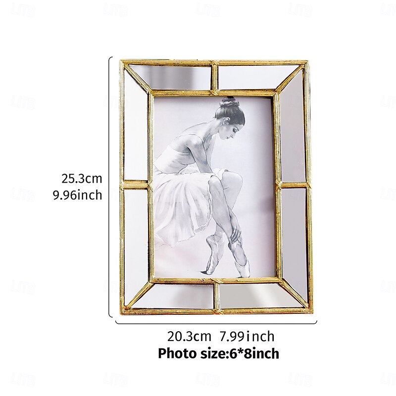 Minimalist Gold Border Photo Frame, 6x8 Inch Glass Inlaid Picture Frame, Resin Tabletop Display, Horizontal and Vertical Orientation, Home Decor for Bedroom, Study, Office Desk4
