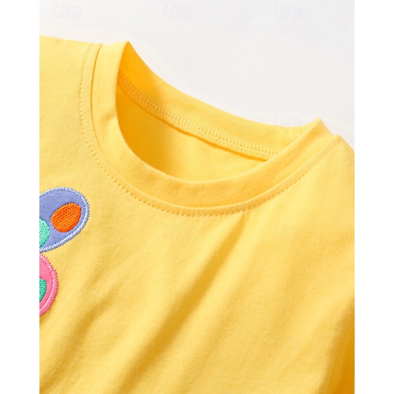 Kids Girls' Dress Flower Short Sleeve Outdoor Casual Fashion Adorable Polyester Knee-length Casual Dress A Line Dress Summer Spring 4 years+ Yellow3