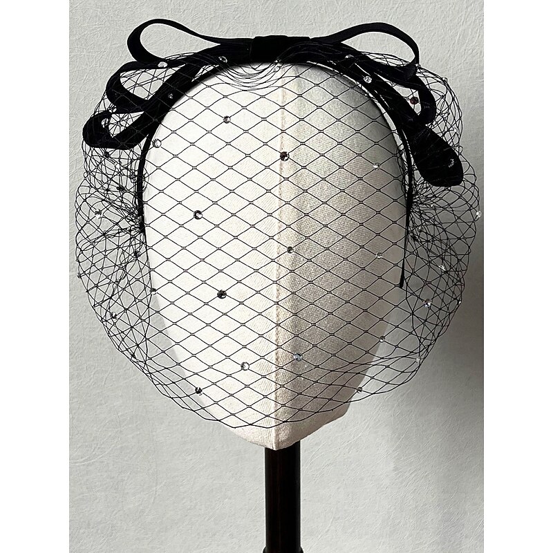 Headdress Tulle Fabric Horse Race Vintage Cute With Tulle Headpiece Headwear3