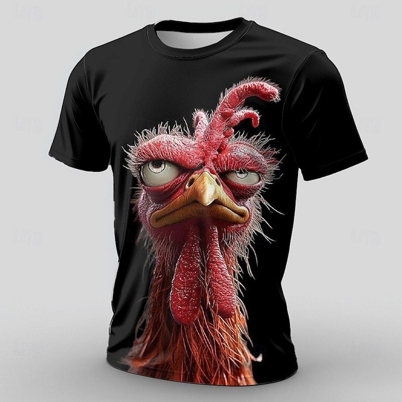 Men's Animal Funny T Shirt Short Sleeve T shirt 3D Print Crew Neck Shirt Exaggerated Designer Party Casual Holiday Black Blue Summer Spring Clothing Apparel S M L XL XXL XXXL4