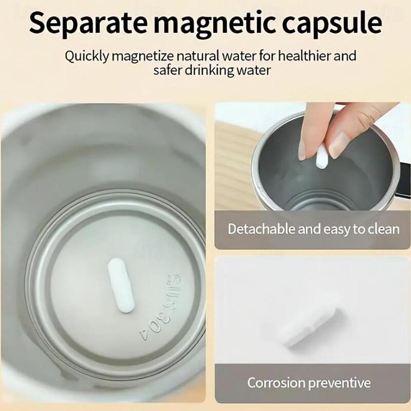 Electric Magnetic Mug Self Stirring Coffee Mug 13oz, Rechargeable Auto Mixing Mug with LED Temperature Display, SUS 304 Stainless Steel, Spill-Proof Lid, for Home, Office, Travel, Gift for Coffee Love4