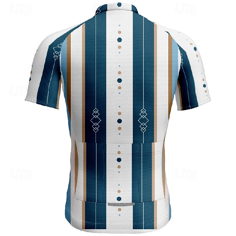 Men's Cycling Jersey Geometric Argyle Short Sleeve Bike Tee Tshirt Jersey with 3 Rear Pockets Mountain Bike MTB Quick Dry Anatomic Design Wicking Breathable Sports Red Navy Blue Blue Clothing Apparel2