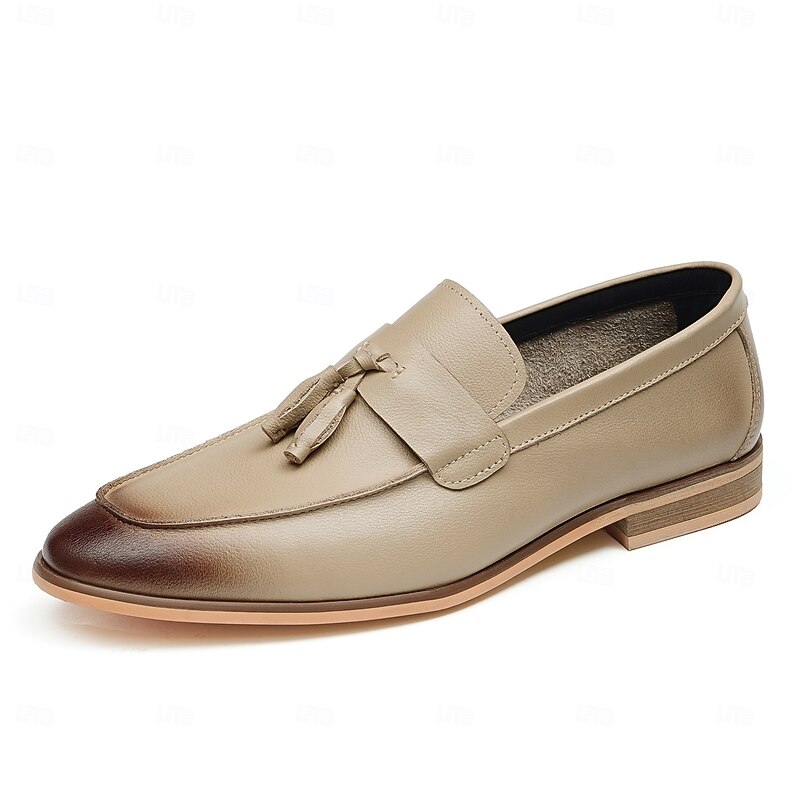 Men's Genuine Leather Tassel Loafers - Elegant Slip-On Dress Shoes for Kentucky Derby, Weddings & Business Attire3