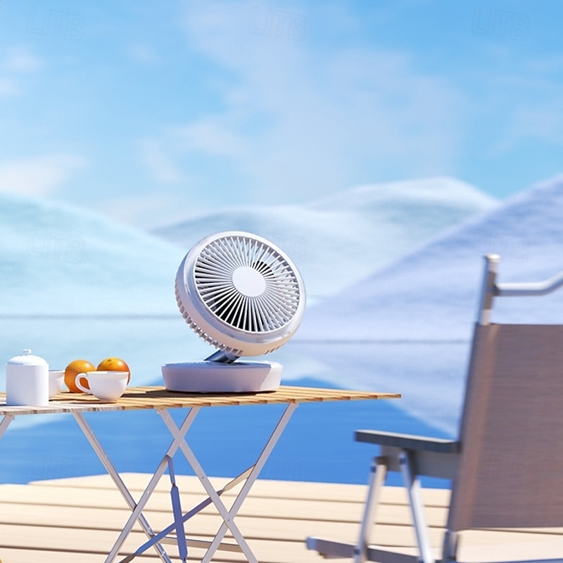 Rechargeable Portable Desk Fan 7 inch USB Small Desk Fan Foldable with LED Light 3 Wind Speeds and Hook Quiet Personal Traveling Fan for Bedroom Office RV Camping