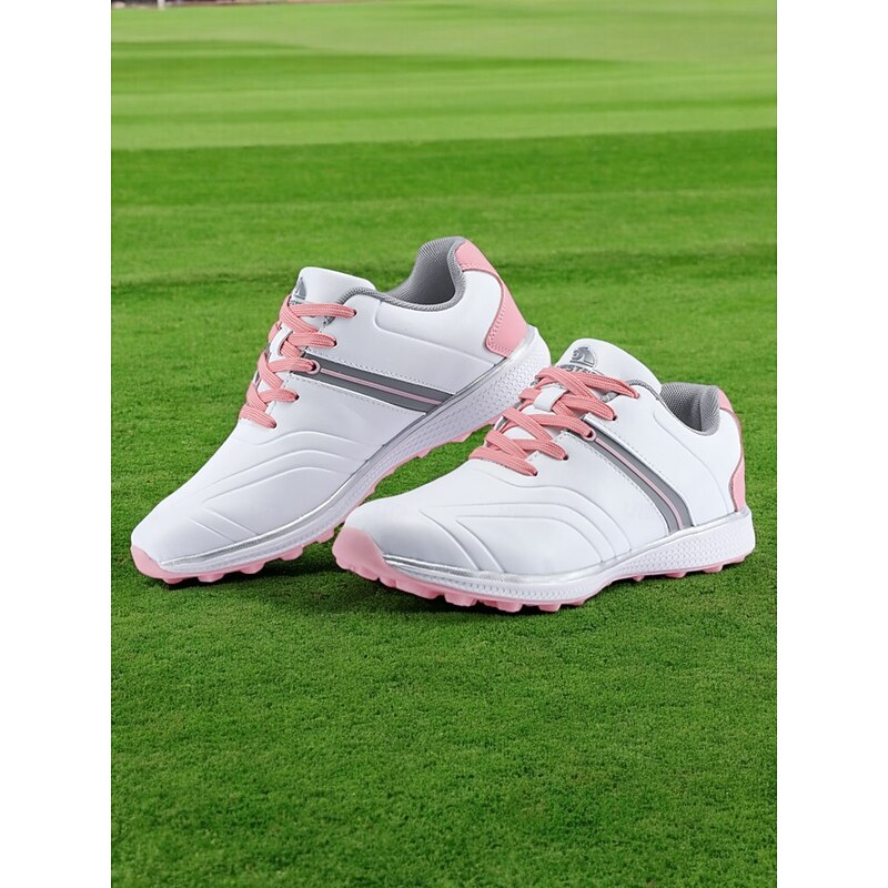 Sophisticated White and Pink Women's Golf Shoes - Sleek Design with Superior Traction, Ideal for All-Day Comfort on the Golf Course3