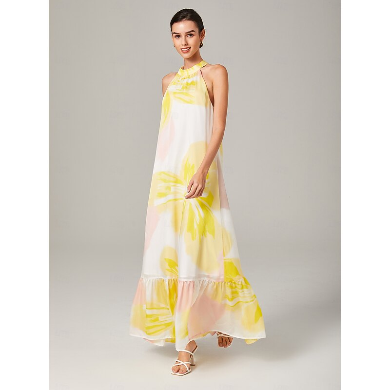 Super loose A-line summer vacation halter dress3