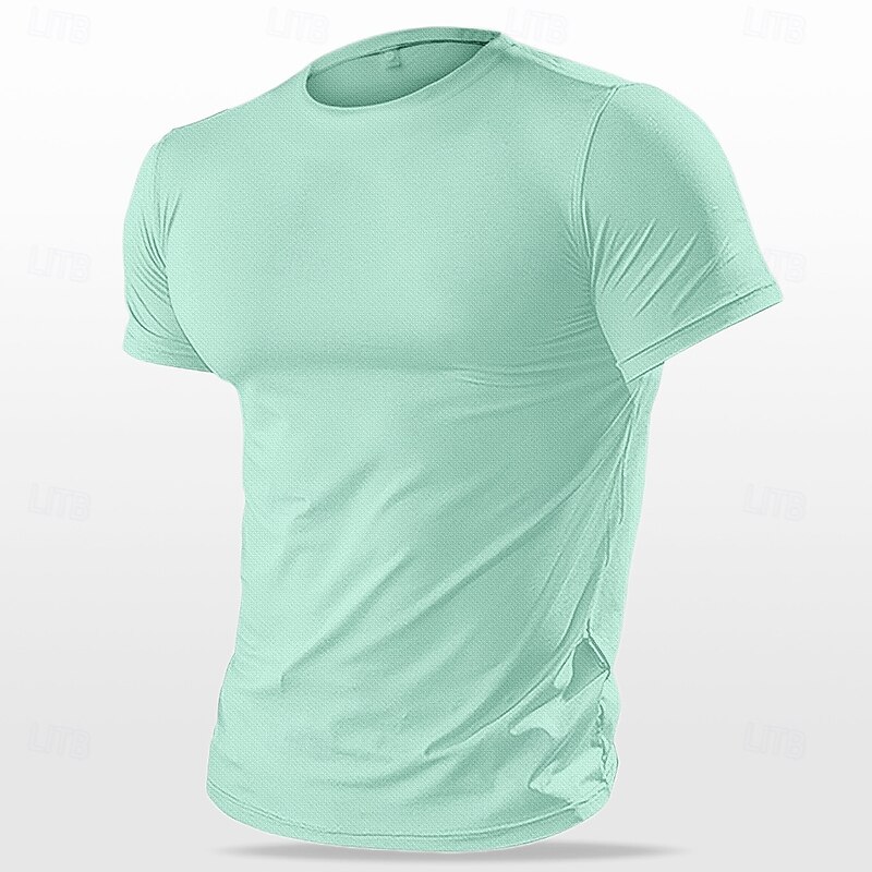 Men's Tee Short Sleeve Shirt Tee Top Short Sleeve Crewneck Spring &  Fall Solid / Plain Color Fashion Designer Quick Dry Vacation Street Going out Black White Light Green Top Tee for Men2