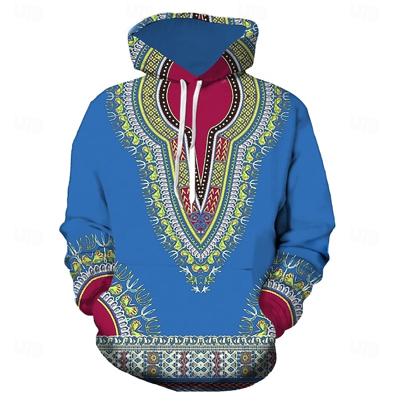 Men's Plus Size Hoodie Big and Tall Bohemian Style Hooded Long Sleeve Spring &  Fall Designer Sportswear Casual Big and Tall Casual Daily Tops4