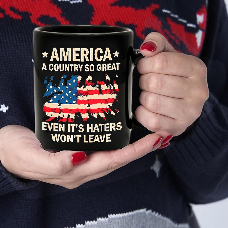 Patriotic Coffee Mug America A Country So Great 11oz Black Ceramic Cup Funny USA Gift for Men Women Veterans Independence Day Political Humor Drinkware3