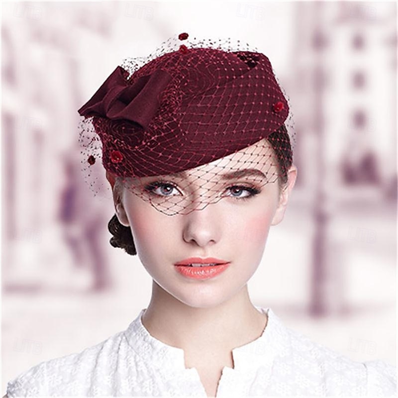 Hats Wool Beret Hat Wedding Tea Party Horse Race Cocktail Vintage Cute Simple With Cap Headpiece Headwear2