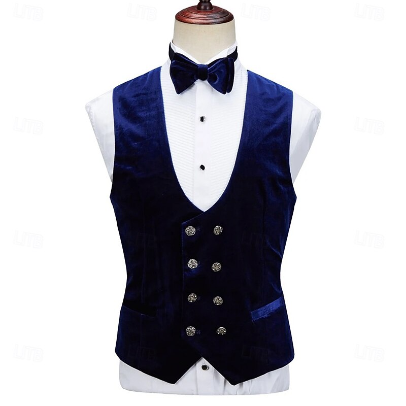 Men's Wedding Prom Party Suits Shawl Lapel Blue Luxury Formal Solid Colored Standard Fit 3 Piece Single Breasted One-button4