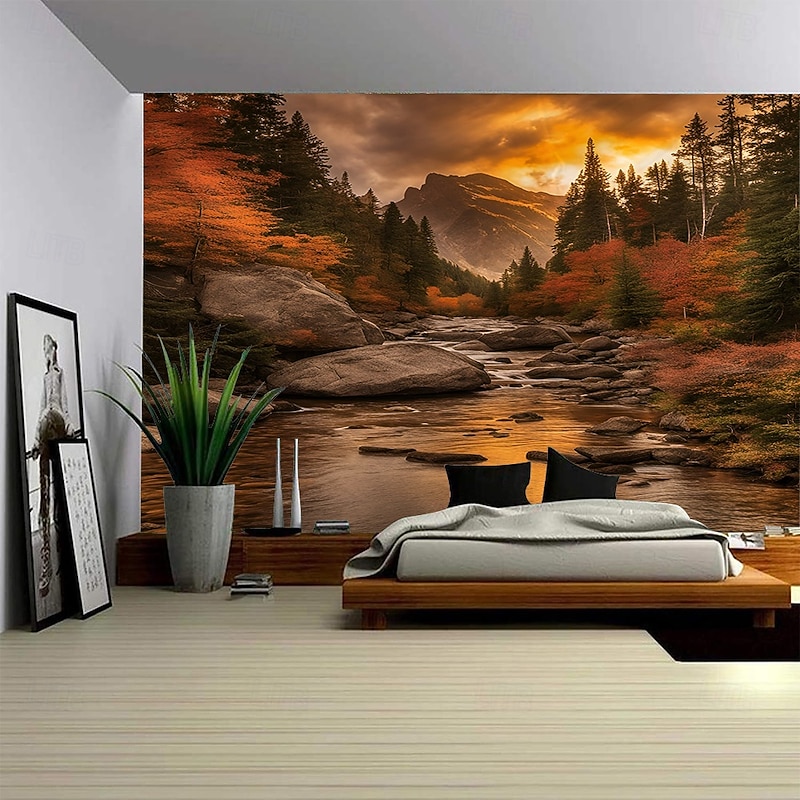 Natural Landscape Hanging Tapestry Mural Art Large-scale Tapestry Mural Decoration Photo Background Blanket Curtain Home Bedroom Living Room Decoration2