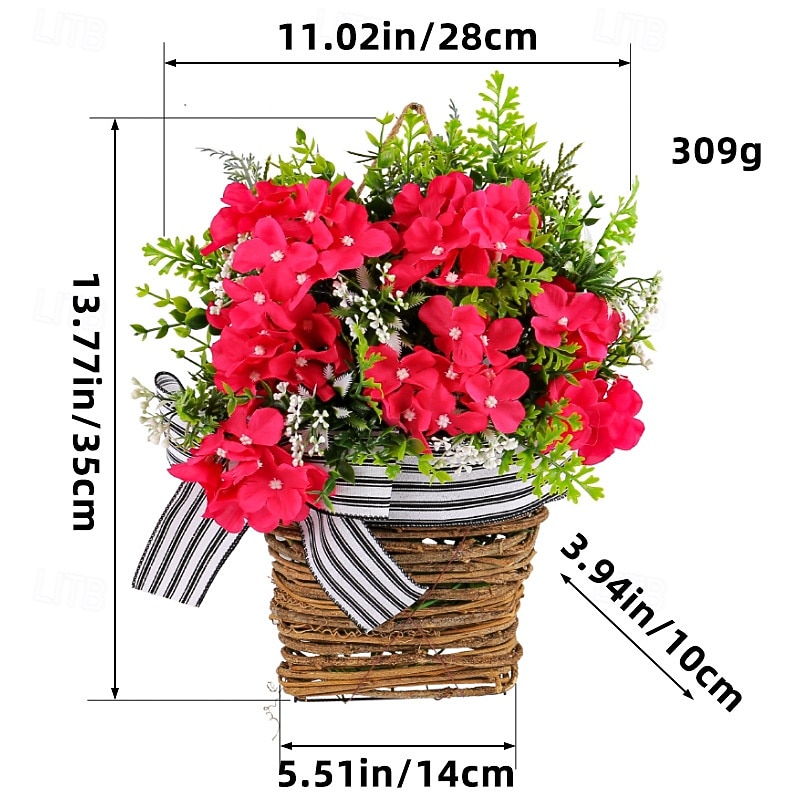 Spring Wreath Hanging Flower Basket - Artificial Floral Decor for Outdoor Patio, Door & Living Room3