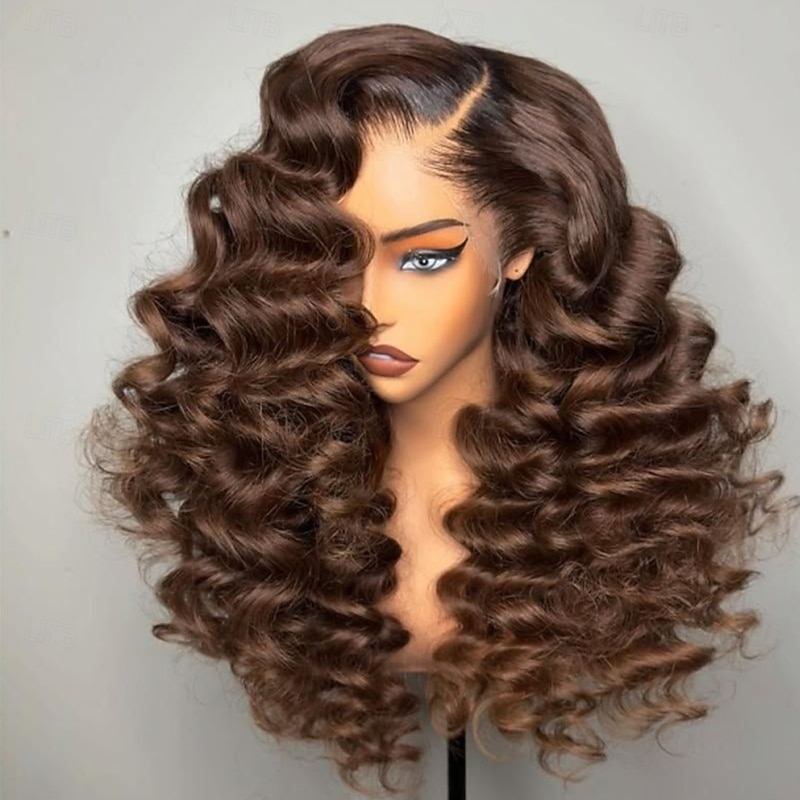 Brazilian Remy Human Hair Glueless 5x5 Lace Closure Wigs with Baby Hair Ombre Colored Lace Frontal Wig  Loose Deep Wave Pre-Plucked for Women3