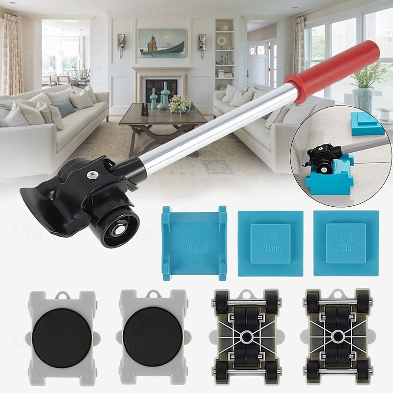 Furniture Lifter Mover Tool Set 440lb Heavy Duty Furniture Lifter with 4 Pulleys Easy & Safe Moving Kit for Sofas Refrigerators Couches Carpet & Hard Floors