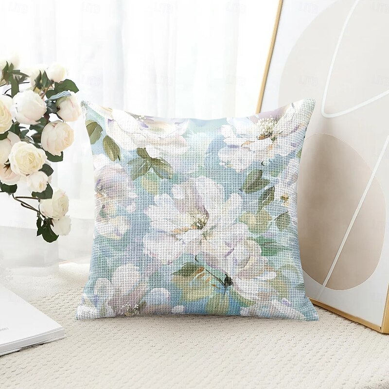 Floral Decorative Toss Pillows Cover 1PC Soft Square Couch Cushion Case Pillowcase for Bedroom Livingroom Sofa Chair Spring Summer