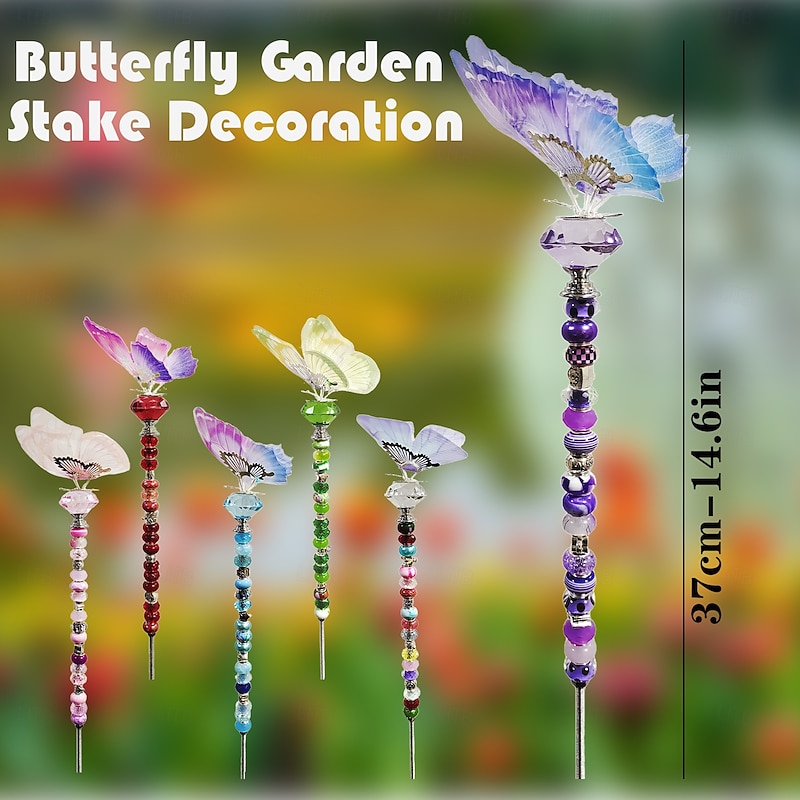 Butterfly Garden Stake, Butterfly Garden Stake Decoration, Fairy Garden Accessories Set for Outdoor Yard, Flower Bed, and Lawn