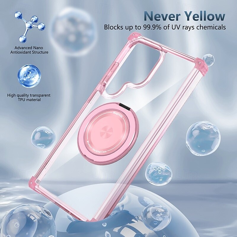 Phone Case For Samsung Galaxy S24 S24 FE S23 Ultra Plus S22 Plus  Ultra Back Cover with Stand Holder Magnetic Shockproof Retro PC4