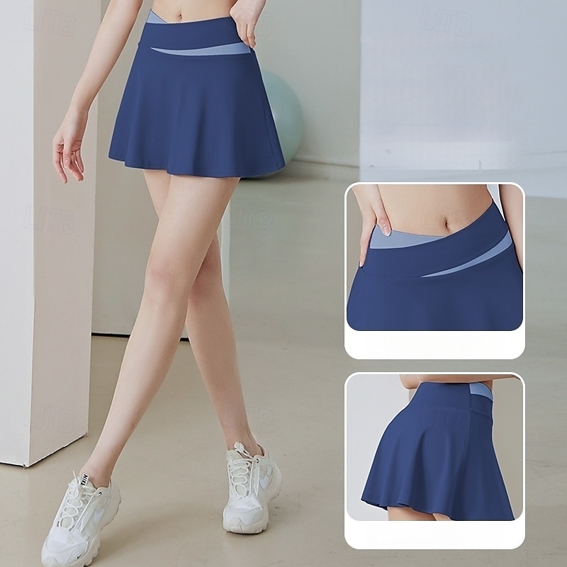 Women's Yoga Skirt High Waist Pilates Gym Workout Workout Skort Solid Color Black Royal Blue Purple Sports Activewear Stretchy Slim