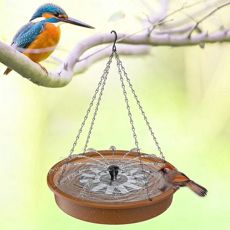 Hanging Bird Feeder with Fountain, Outdoor Solar Bird Bath, Floating Water Feature for Garden, Yard, Patio Decor4