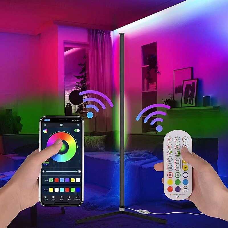 LED Floor Lamp Smart Corner Lamp Work with APP Remote Control Standing Lamp for Living Room Gaming4