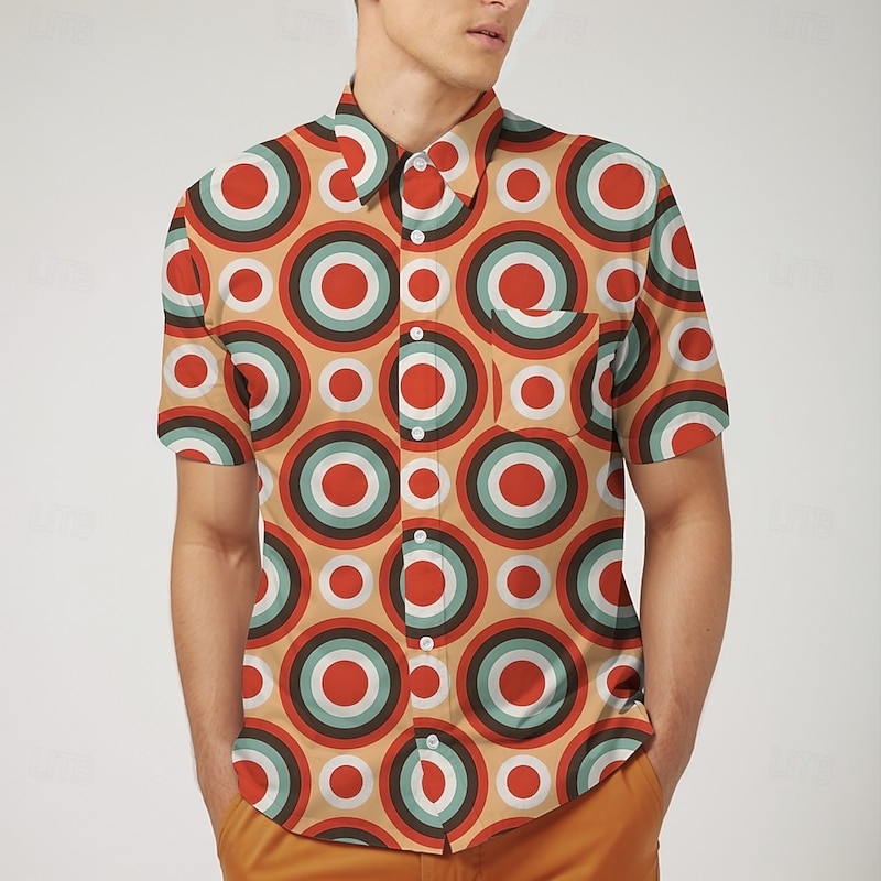 Retro Vintage 1970s Shirt Aloha Shirt Hippie Disco Animal Leopard Fancy Dress Men's Masquerade Vacation Party Pride Parade Adults' Shirt