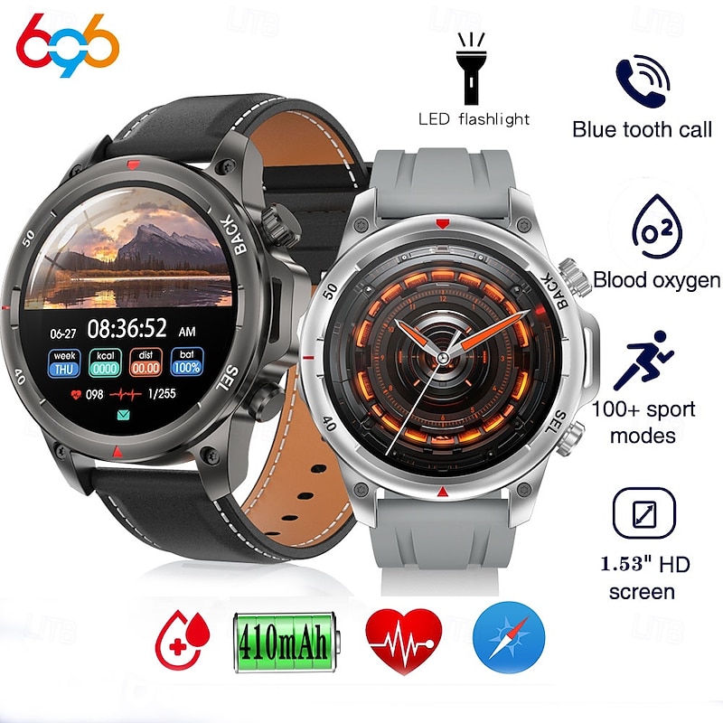 696 DK68 Smart Watch Fitness Tracker ECG PPG Bluetooth Call Reminder Android iOS IP67 47mm 1.53