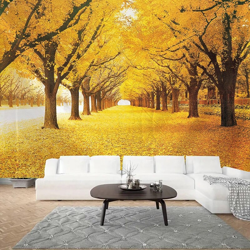 Autumn Yellow Forest Scenery  Hanging tapestry mural art large-scale tapestry mural decoration photos background carpet curtains home bedroom living room decoration4