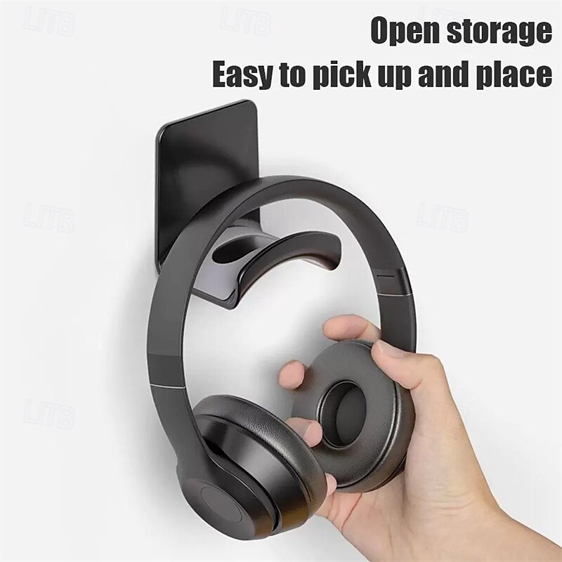 Wall Mounted Punchless Headphone Holder Bracket Storage Hook Paste Under Desk Hanging Headphone Holder3