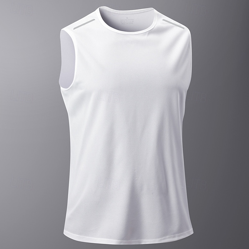 Men's Workout Tank Top Running Tank Top Gym Tank Top Reflective Strip Sleeveless Outerwear Casual Athleisure Solid Colored Quick Dry Soft Breathable Gym Workout Walking Jogging Sportswear Activewear