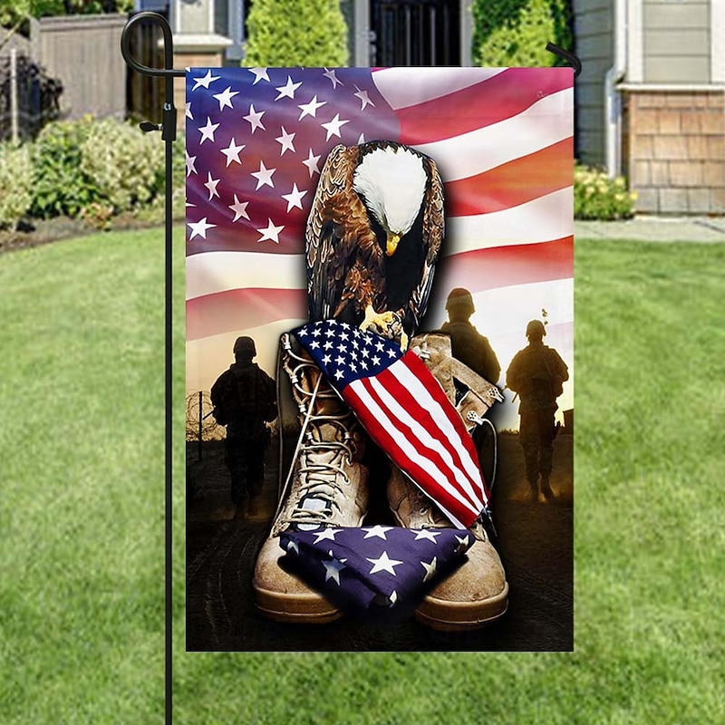 4th of July Veteran's Day Garden Flag 12 x 18 Inch Yard Flags, Independence Day Memorial Day Small Garden Flags for Outside, Outdoor Flags, Holiday Garden Flags for All Seasons