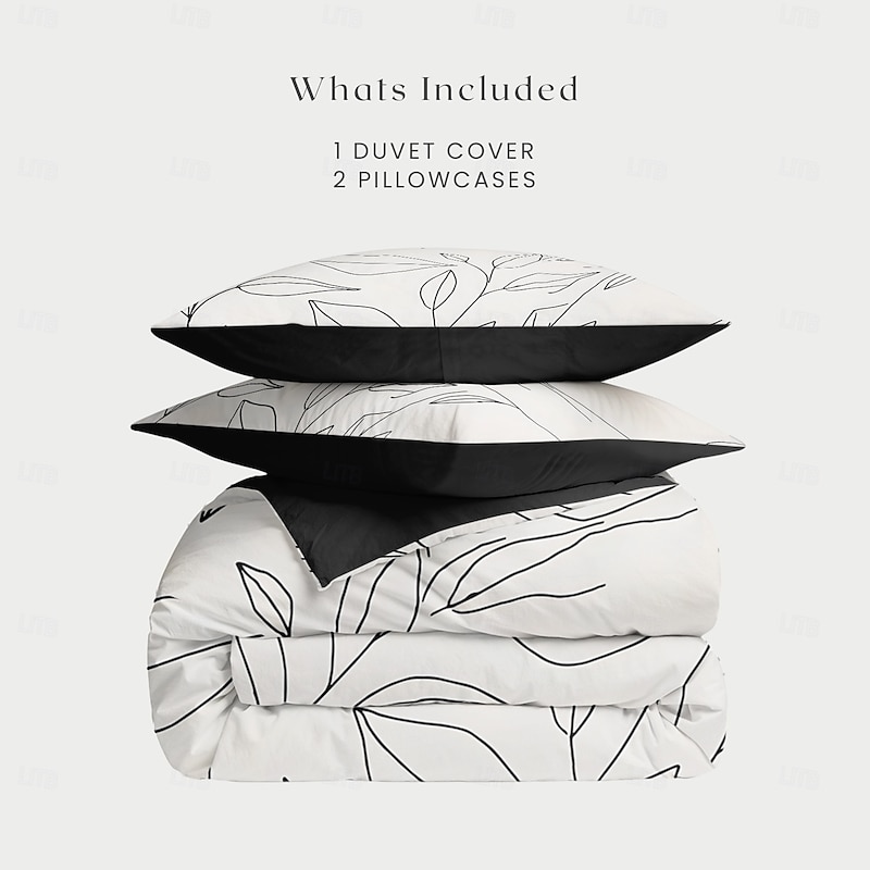Simple Leaves Duvet Cover Full Size Bedding Set Bed Sets Quilt Cover Soft Lightweight Comforter Cover with 2 Pillowcases for Summer Spring2