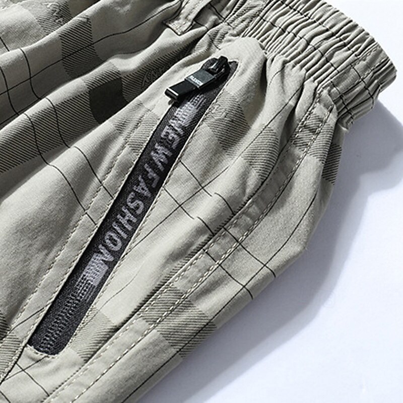 Men's Shorts Dress Shorts Bermuda shorts Casual Shorts Golf Shorts Elastic Waist Zipper Pocket Straight Leg Plaid Comfort No-Iron Knee Length Office Business Daily Fashion Streetwear Black Green4