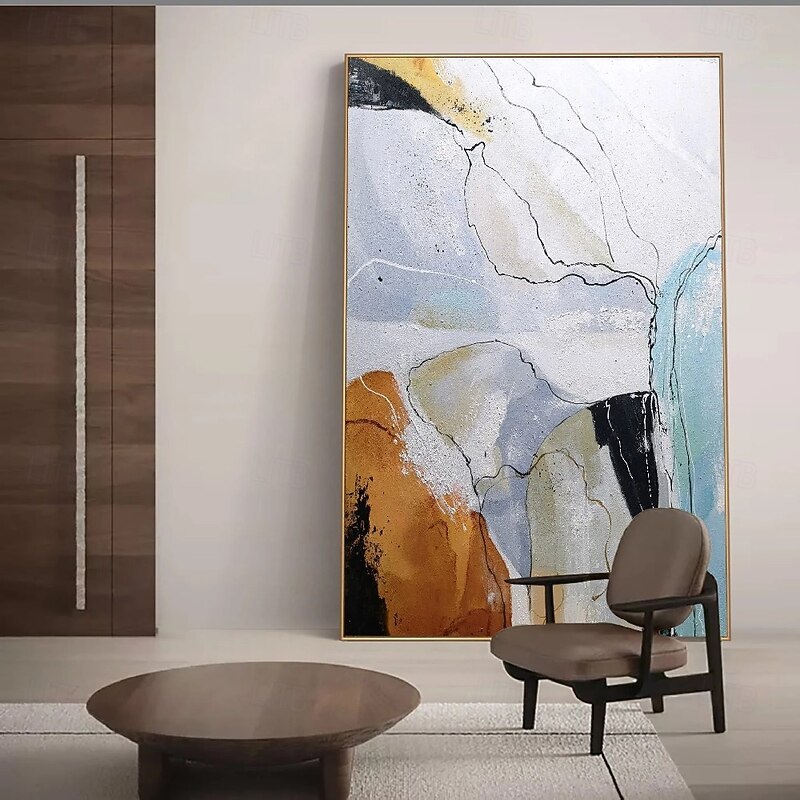 Large oil painting handmade white Grey and black 3D painting handmade textured abstract painting hand-painted modern oil painting modern wall art decoration art4