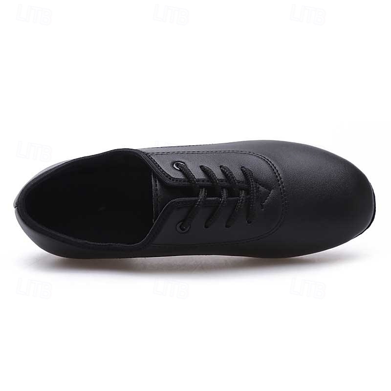 Kids' Black Lace-Up Ballroom Dance Shoes - Comfortable Faux Leather Latin Dance Shoes with Suede Sole for Boys' Performance & Practice3