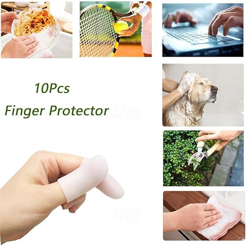 10Pcs/20Pcs Gel Finger Protectors Finger Caps Silicone Fingertips Protection - Finger Cots Great for Trigger Finger Finger Arthritis Finger Cracking and Other Finger Pain Relief2