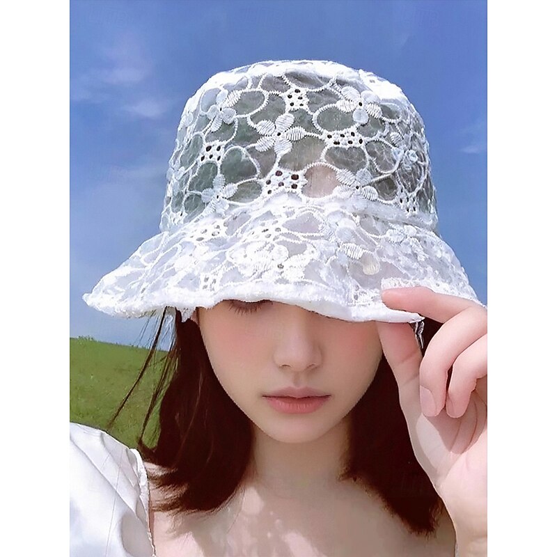 Women's Lace Bucket Hat – Elegant Floral Mesh Sun Hat, Breathable Vintage Wide Brim Cap for Summer, Beach, Vacation, and Outdoor Travel2